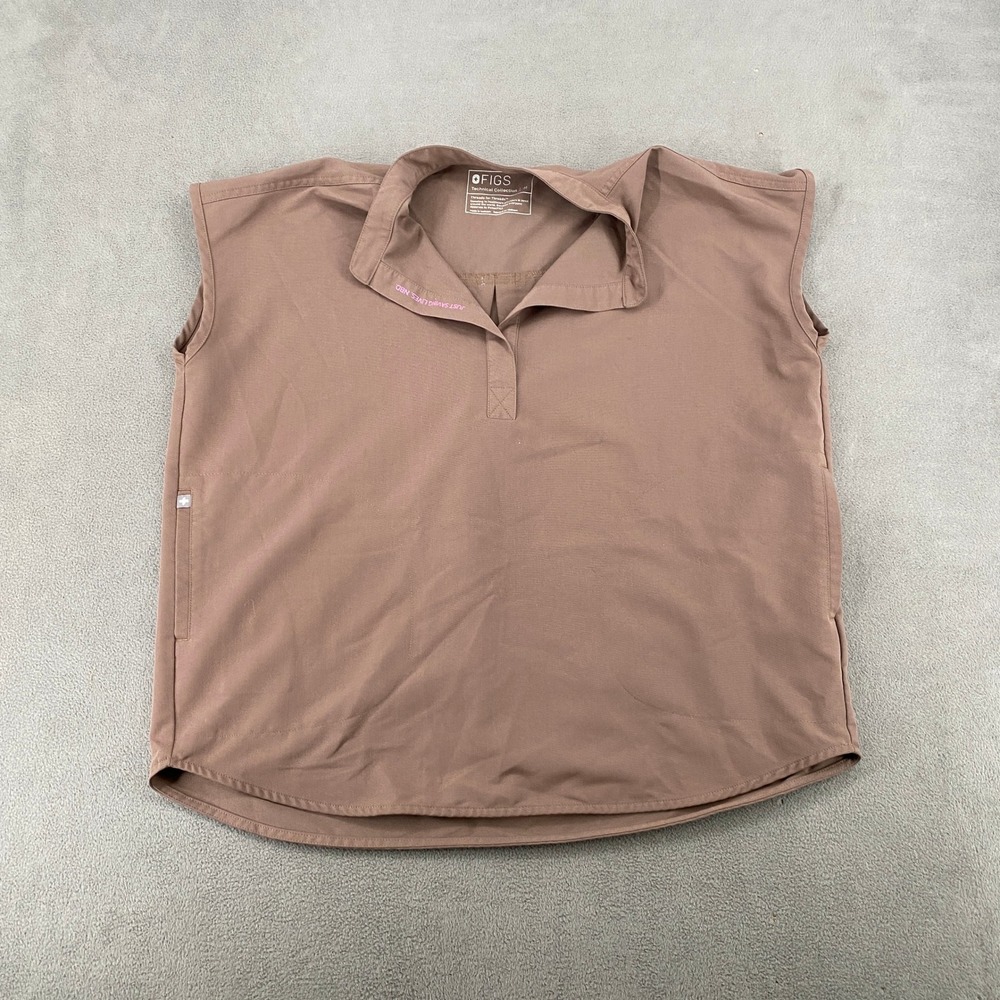 Figs Technical Collection Sleeveless Scrub Top Mauve Brown Medium 7635